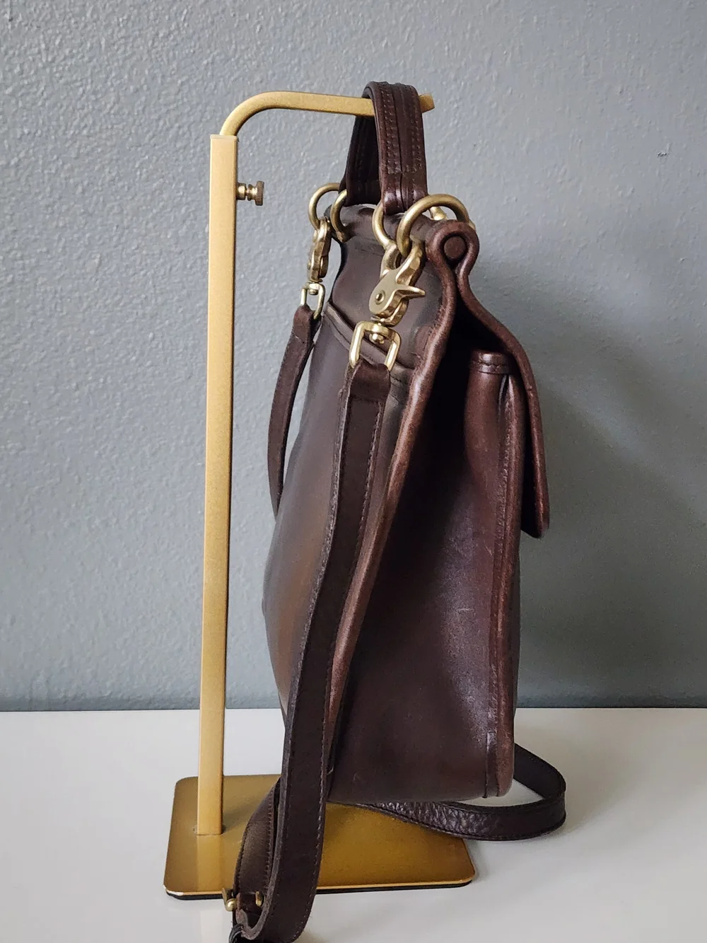 Vintage Coach Willis 9927 Brown Glove Tanned Leather Crossbody Briefcase USA